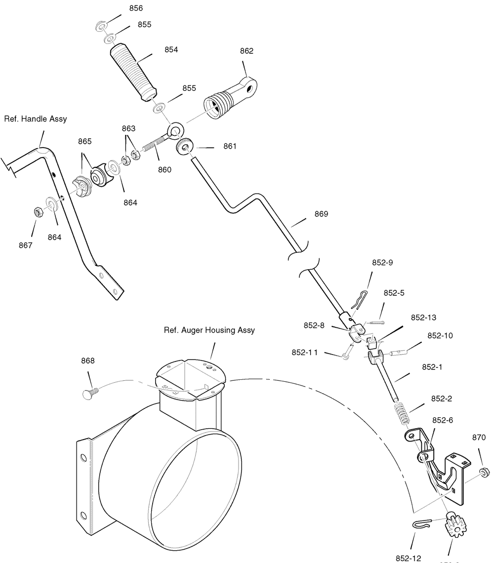 Chute Rod Diagram and Parts List for 628104X16B 2004 Briggs and Stratton Snow Blower